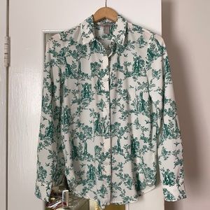 Green and white blouse